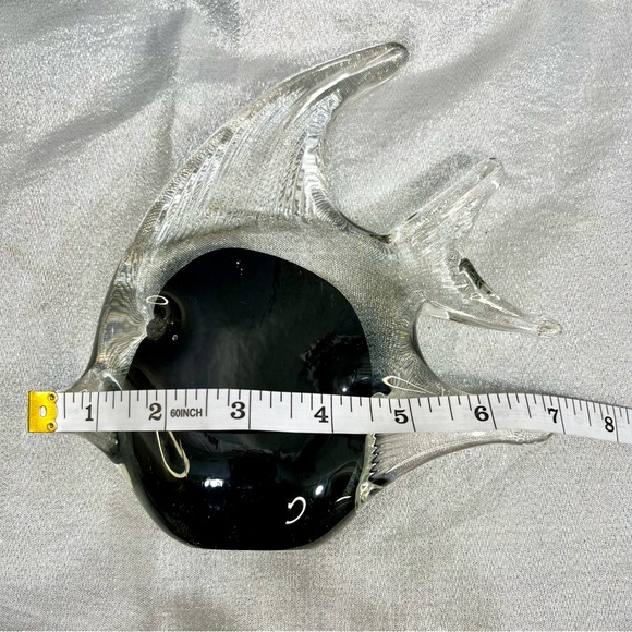 Jaakko Liikanen (JL) Clear Blown Art Glass Angel Fish Black Figurine - Picture 8 of 9